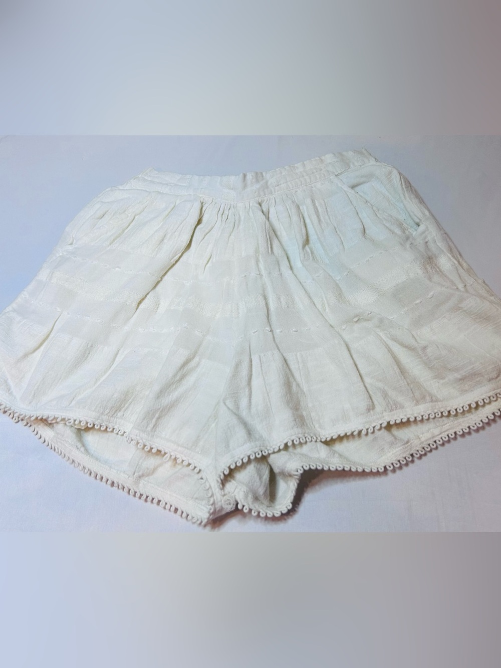 Free People sz L Lined Sedona Shorts ivory pull on boho peasant 3777